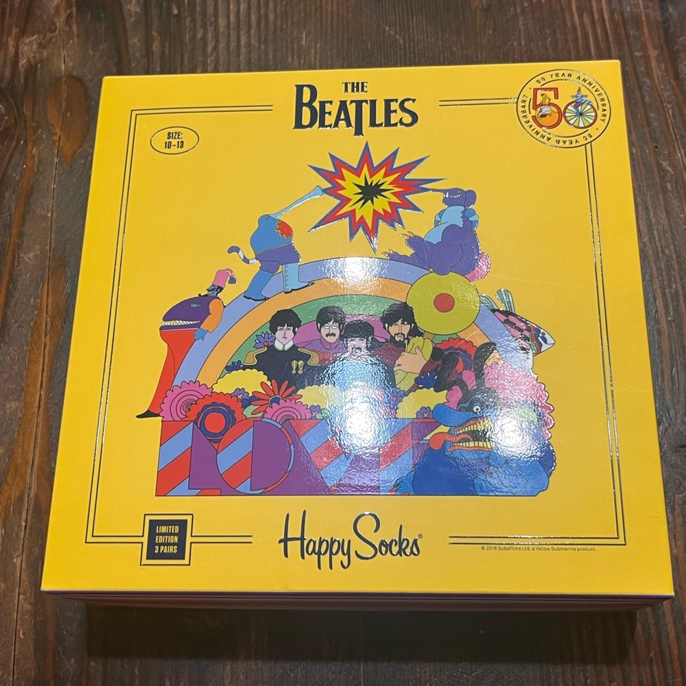 Happy Socks The Beatles Three Pair Set 50th Anniversary NIP
